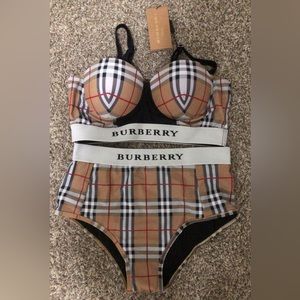 Burberry 2 Piece High Waisted Bathing Suit NEW